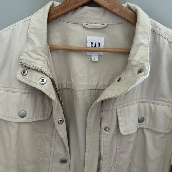 Gap Factory Cream 100% Cotton Denim Utility Jacket - L - Picture 6 of 7